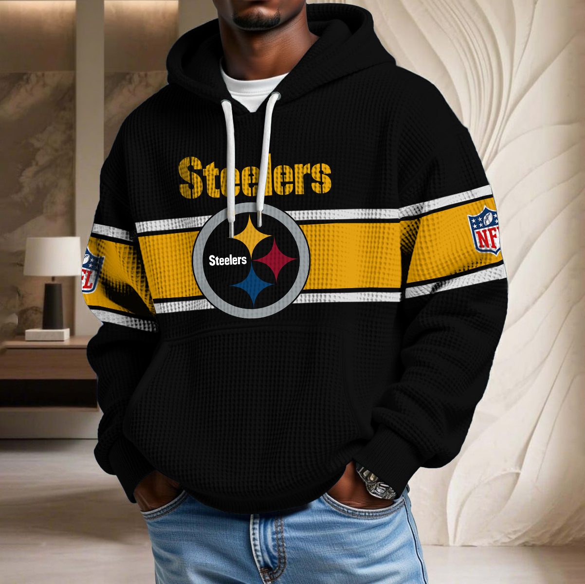 NFL x PIT Black Version Waffle Hoodie HLP HLPHUONG