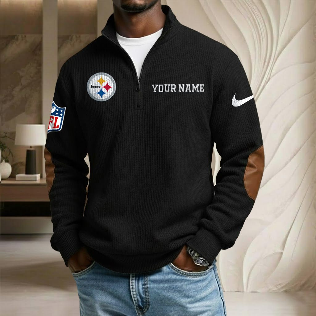NFL x PIT Custom Name Stand Collar Half-zip Sweatshirt HLP HLPHUONG