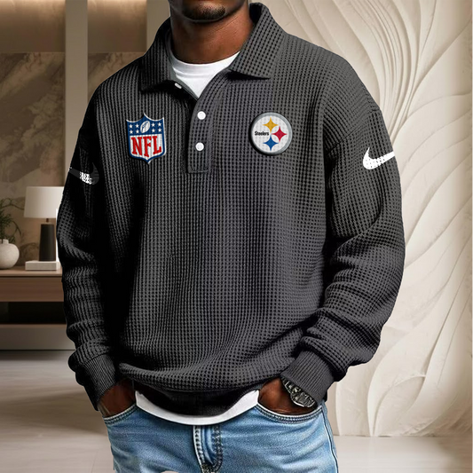 NFL x PIT Waffle Three Button Lapel Polo HLP HLPHUONG