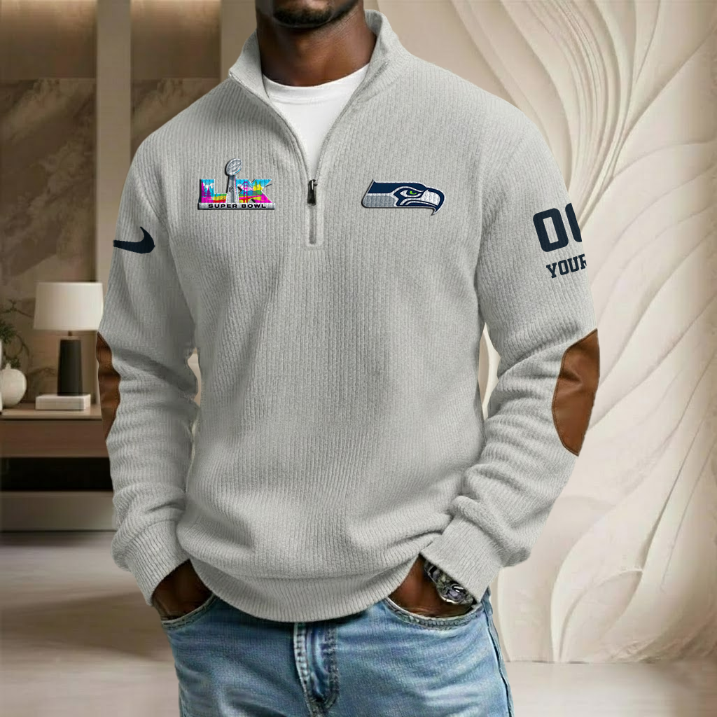 NFL x SEA SB V4 Custom Stand Collar Half-zip Sweatshirt HLP HLPHUONG