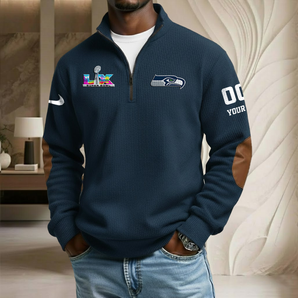 NFL x SEA SB V4 Custom Stand Collar Half-zip Sweatshirt HLP HLPHUONG