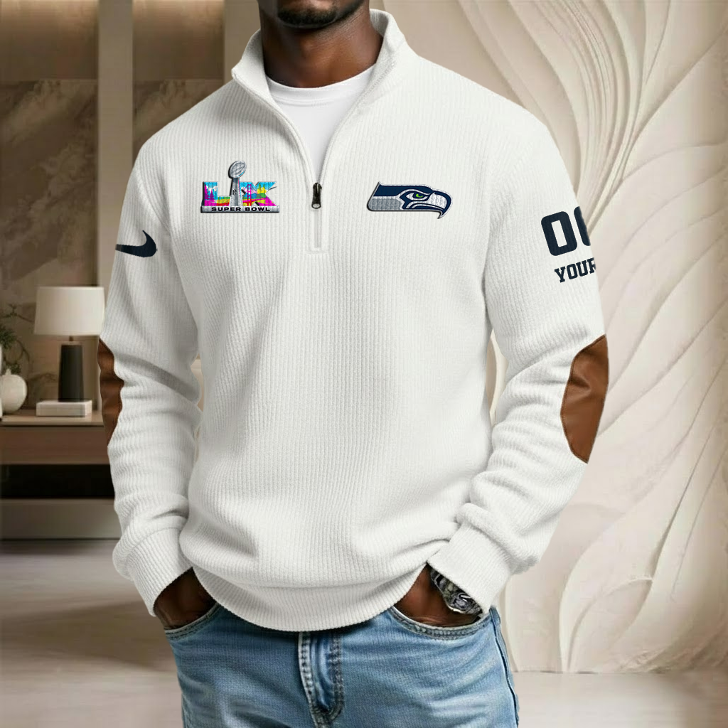 NFL x SEA SB V4 Custom Stand Collar Half-zip Sweatshirt HLP HLPHUONG