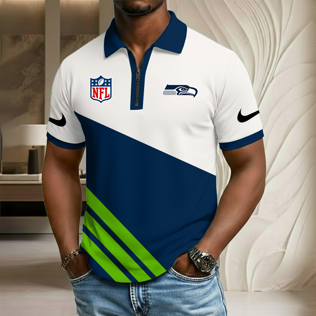 NFL x SEA Sport Zip Polo Golf Shirt HLP HLPHUONG