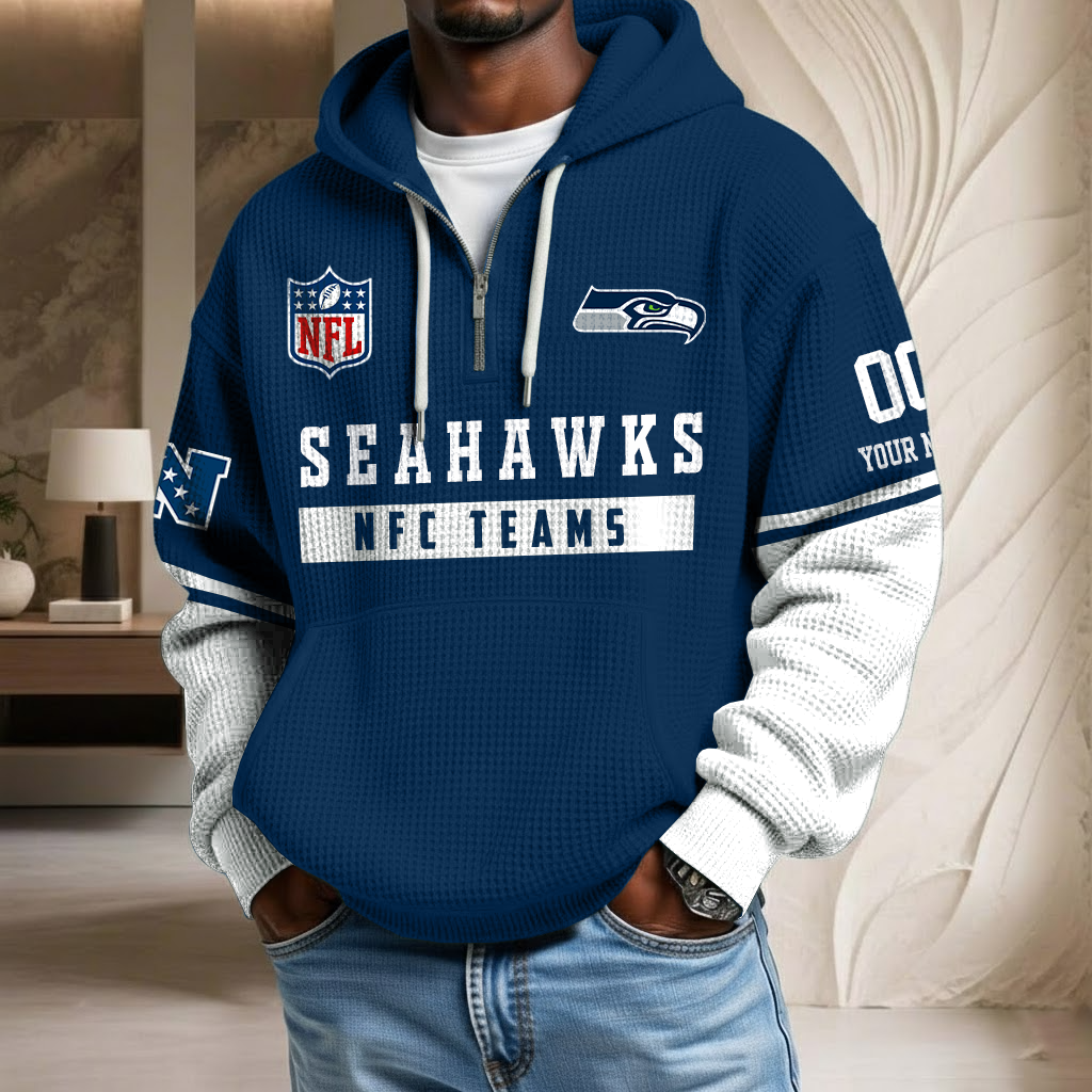 NFL x SEA Team Custom Waffle Half Zip Hoodie HLP HLPHUONG