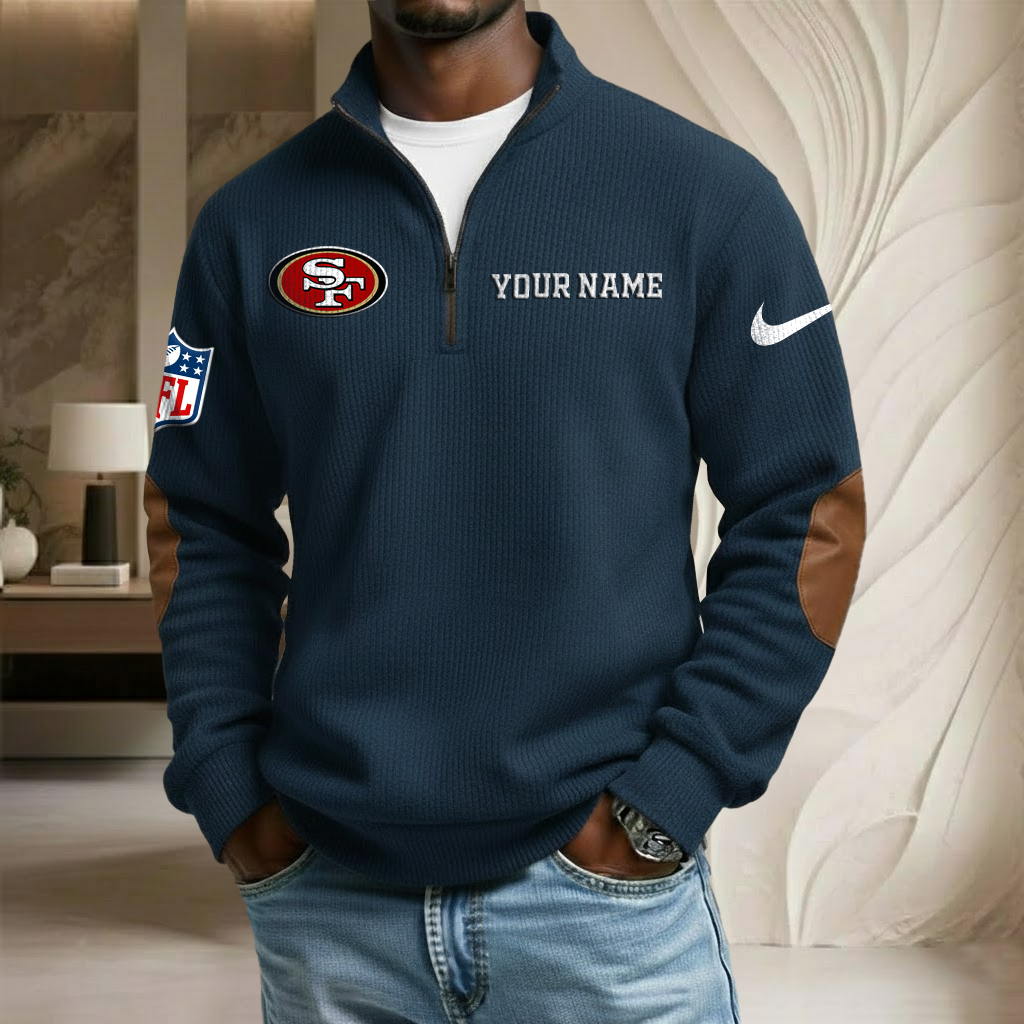 NFL x SF Custom Name Stand Collar Half-zip Sweatshirt HLP HLPHUONG