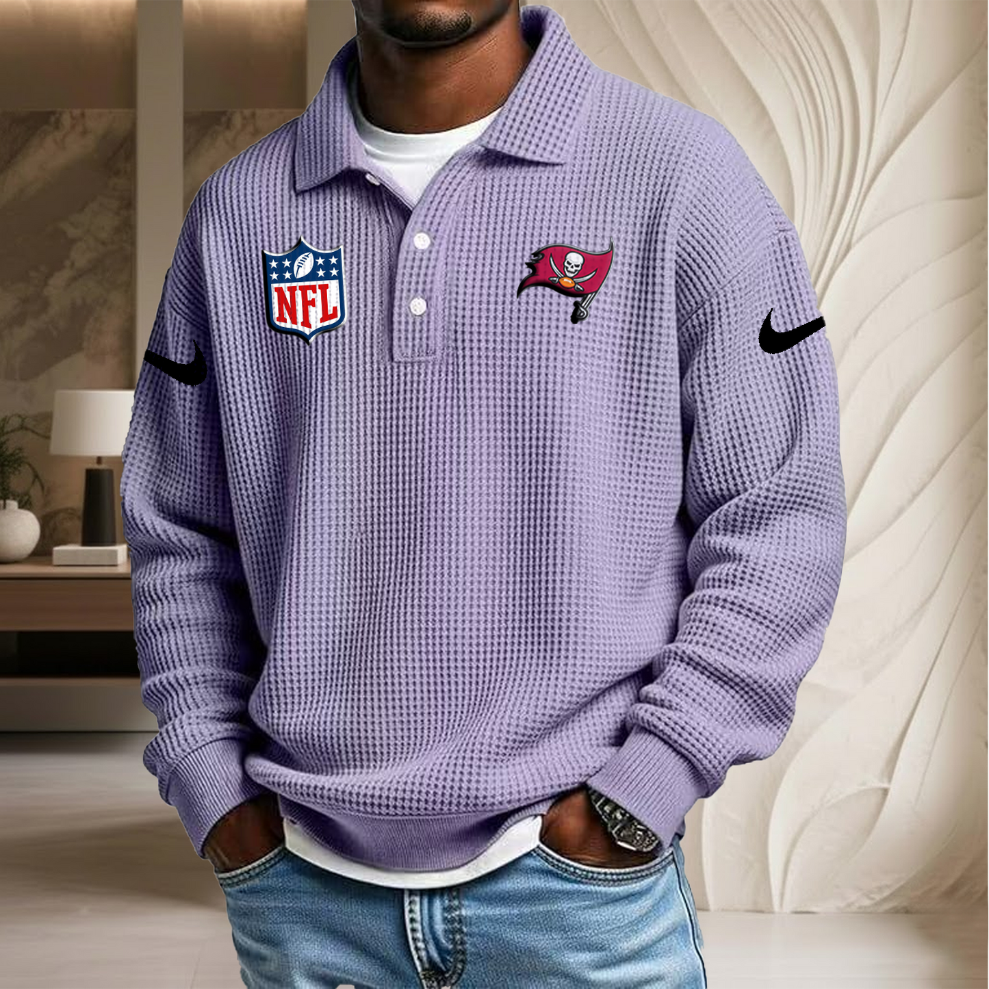 NFL x TB Waffle Three Button Lapel Polo HLP HLPHUONG
