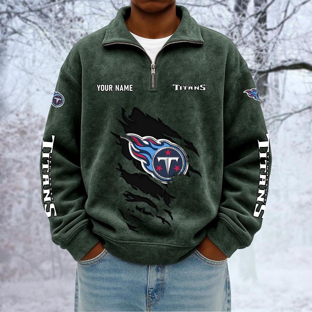 NFL x TEN Custom Name Half-zip Collar Suede Sweatshirt HLP HLPHUONG