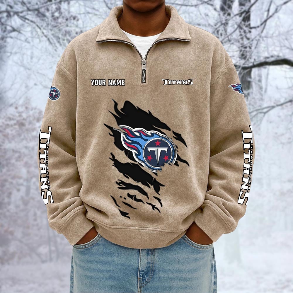 NFL x TEN Custom Name Half-zip Collar Suede Sweatshirt HLP HLPHUONG