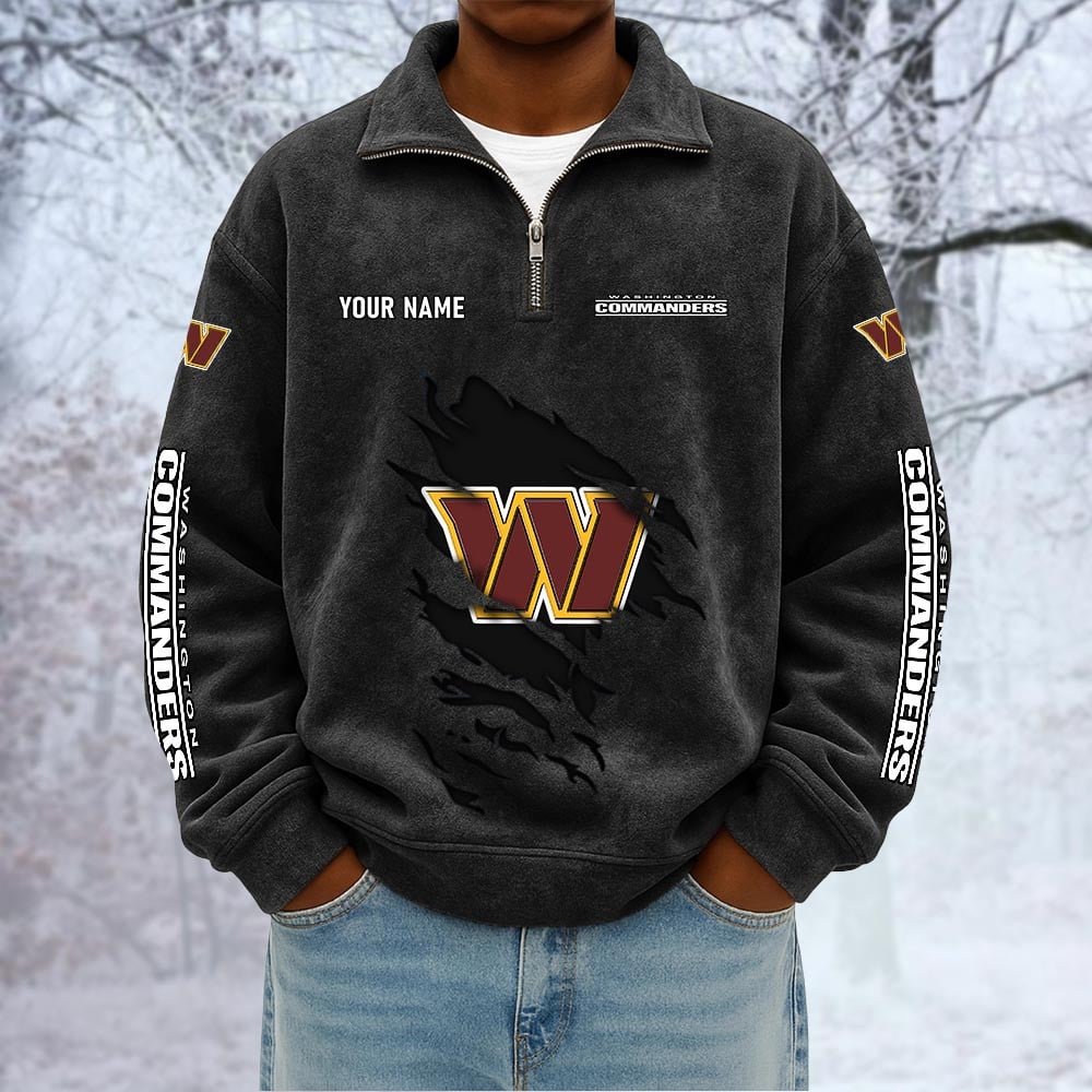 NFL x WAS Custom Name Half-zip Collar Suede Sweatshirt HLP HLPHUONG