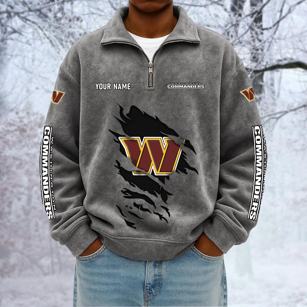 NFL x WAS Custom Name Half-zip Collar Suede Sweatshirt HLP HLPHUONG