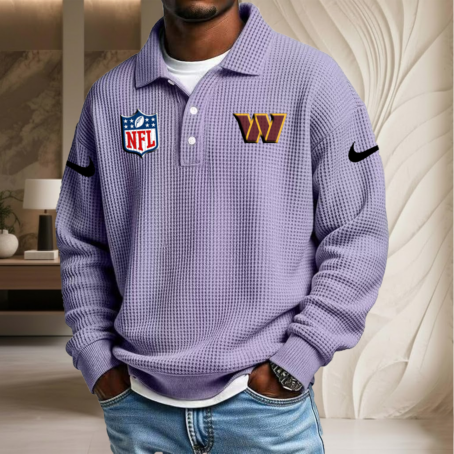 NFL x WAS Waffle Three Button Lapel Polo HLP HLPHUONG