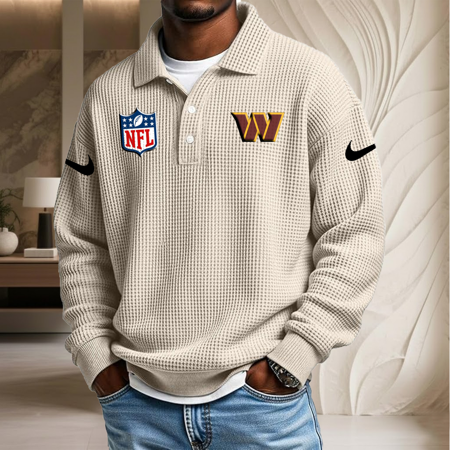 NFL x WAS Waffle Three Button Lapel Polo HLP HLPHUONG