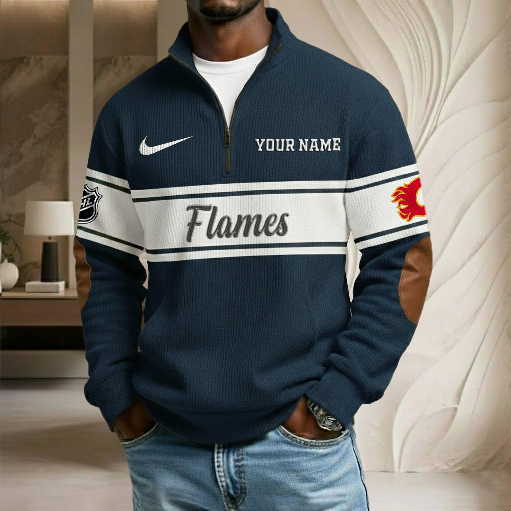 NHL x CAL Custom Name Stand Collar Half-zip Sweatshirt HLP HLPHUONG