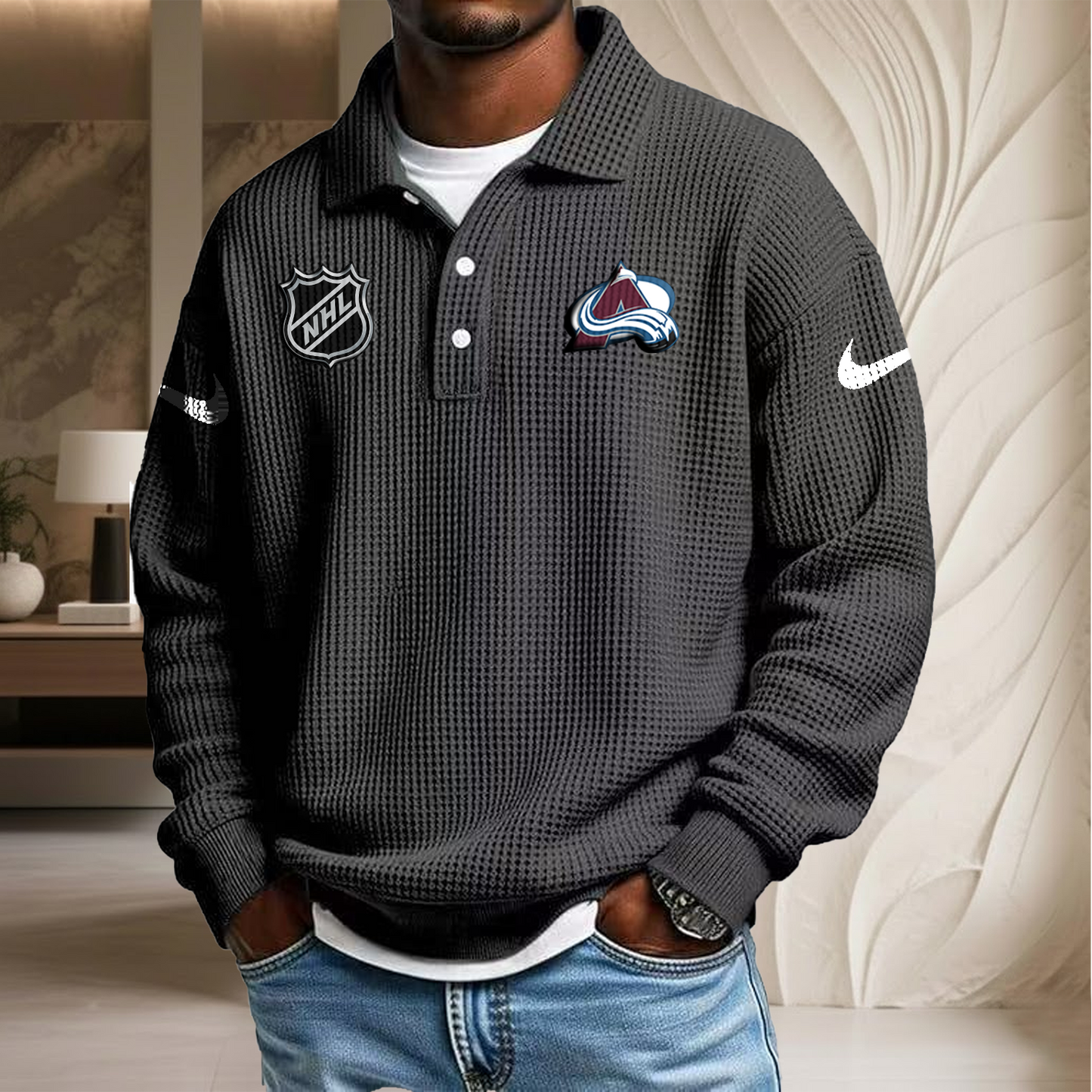 NHL x COL Waffle Three Button Lapel Polo HLP HLPHUONG
