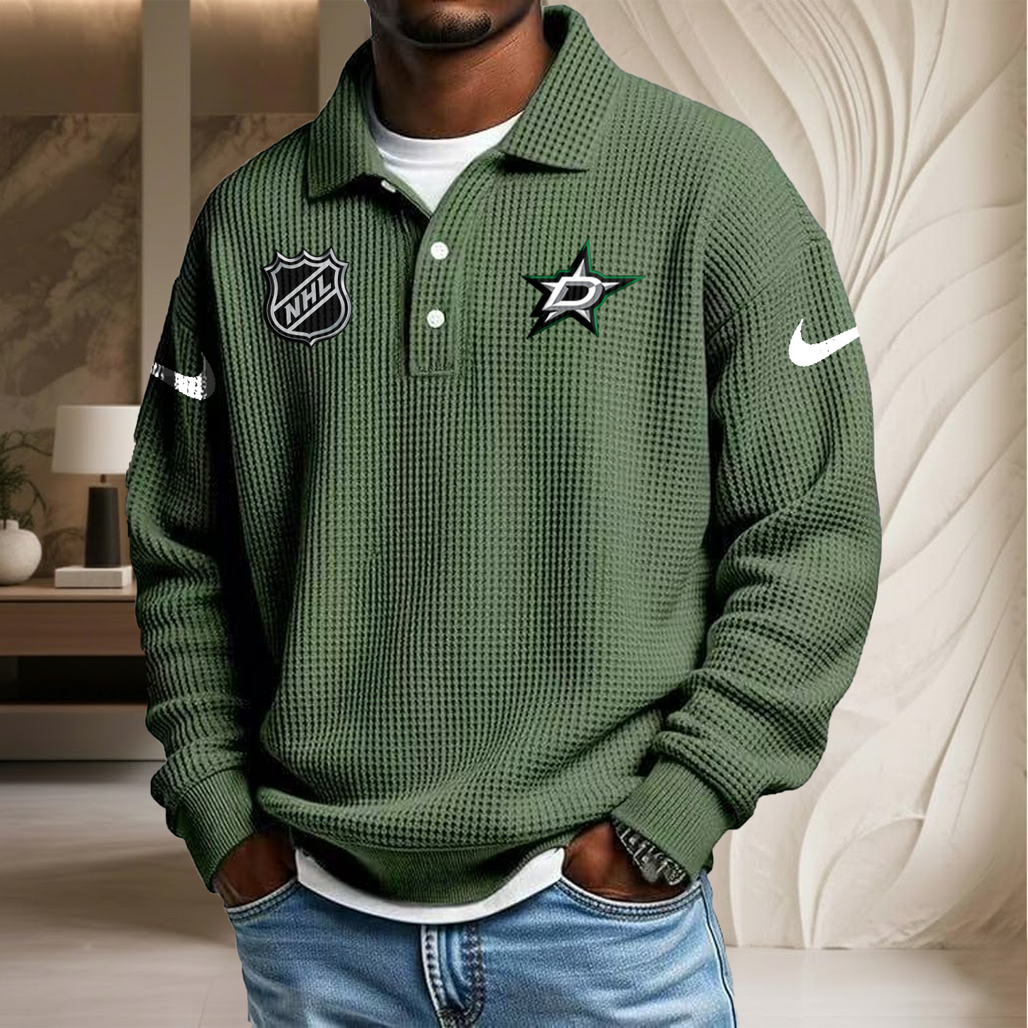 NHL x DAL Waffle Three Button Lapel Polo HLP HLPHUONG