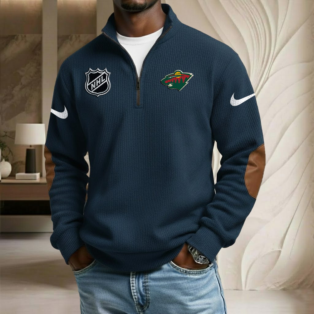 NHL x MIN Sport Team Stand Collar Half-zip Sweatshirt HLP HLPHUONG