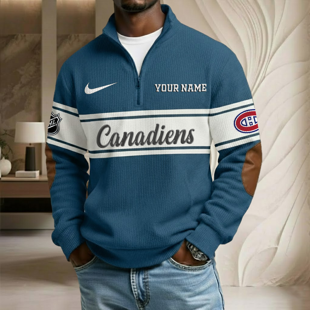NHL x MON Custom Name Stand Collar Half-zip Sweatshirt HLP HLPHUONG