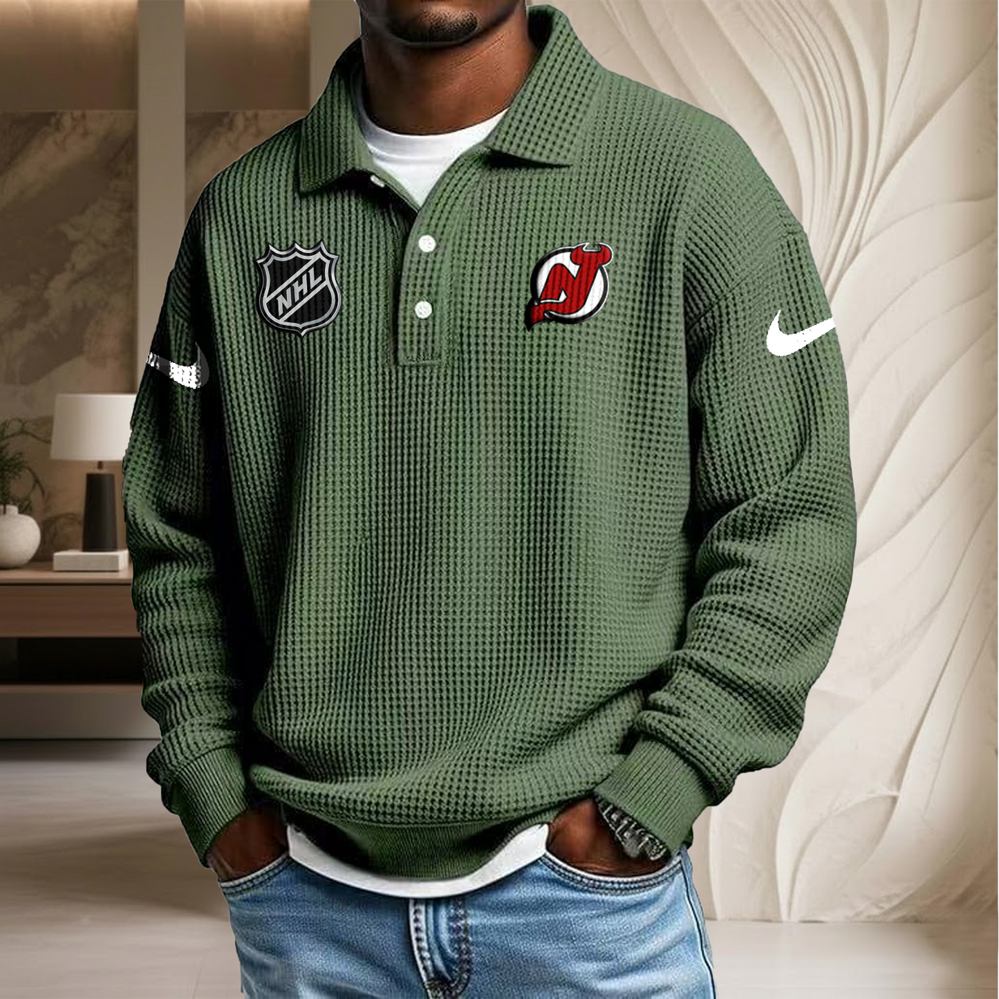 NHL x NJ Waffle Three Button Lapel Polo HLP HLPHUONG