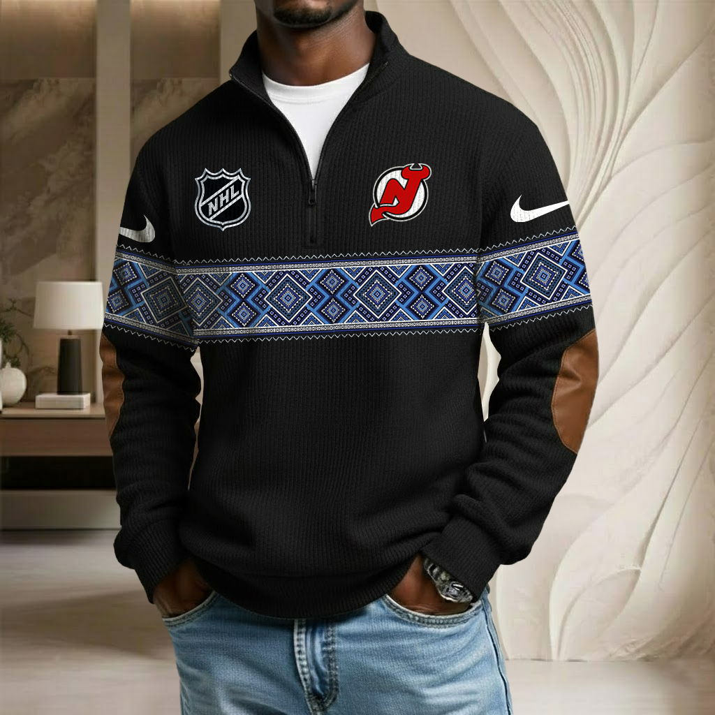 NHL x NJD Stand Collar Half-zip Sweatshirt HLP HLPHUONG