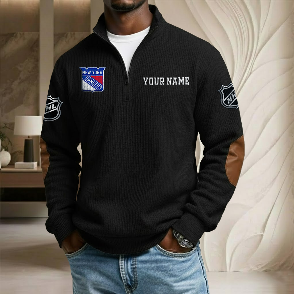NHL x NYR Custom Name Stand Collar Half-zip Sweatshirt HLP HLPHUONG