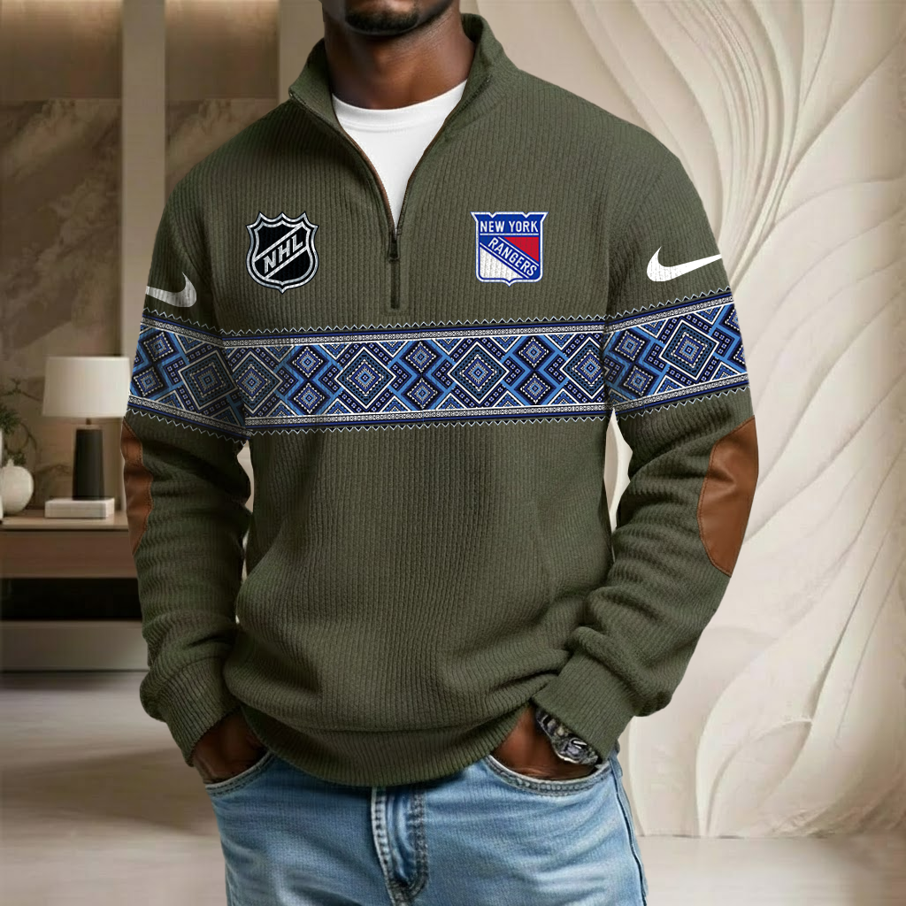 NHL x NYR Stand Collar Half-zip Sweatshirt HLP HLPHUONG