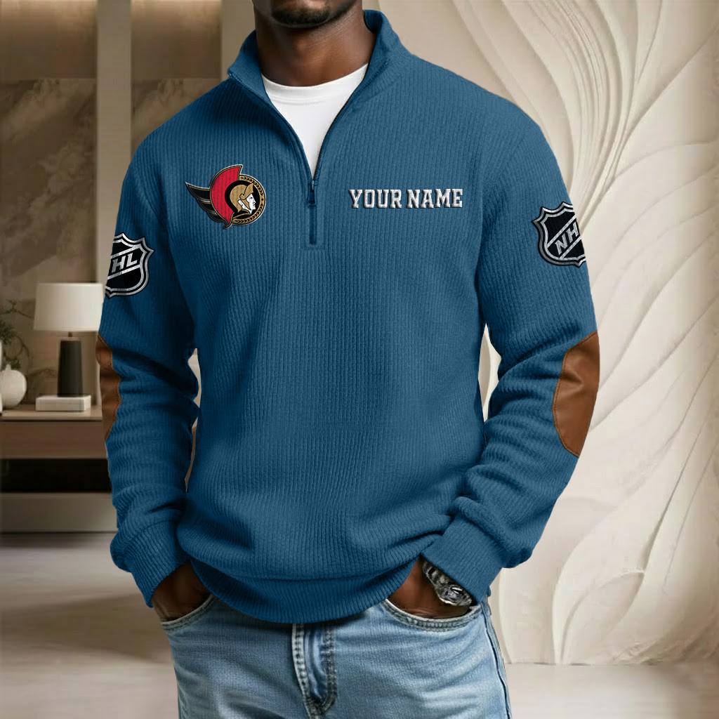 NHL x OS Custom Name Stand Collar Half-zip Sweatshirt HLP HLPHUONG