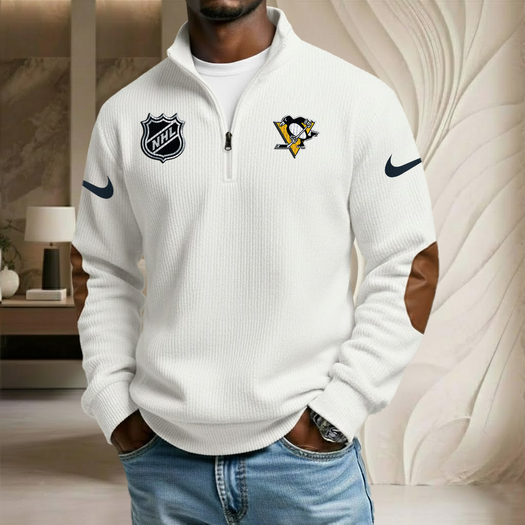 NHL x PIT Sport Team Stand Collar Half-zip Sweatshirt HLP HLPHUONG
