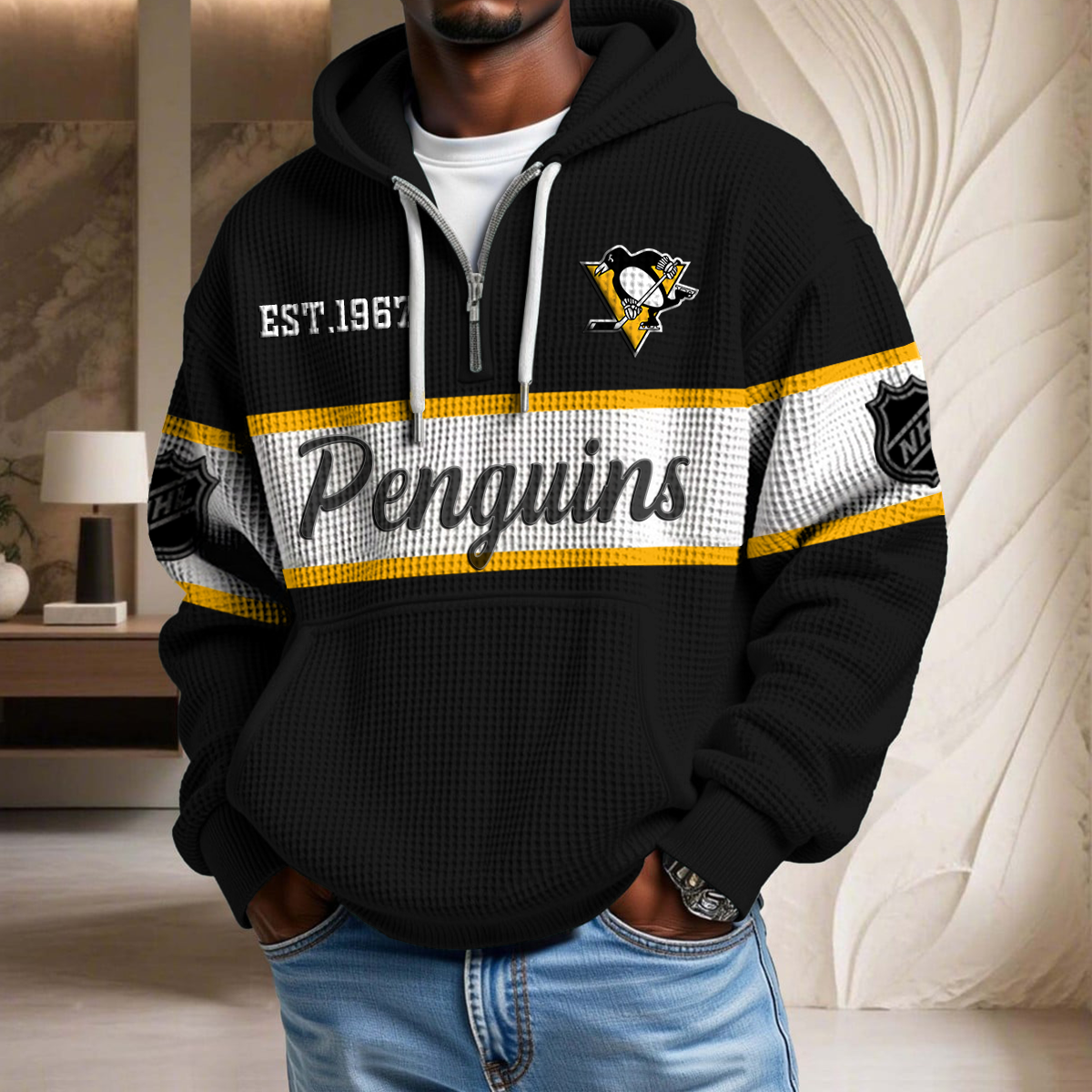 NHL x PP EST Waffle Half Zip Hoodie HLP HLPHUONG