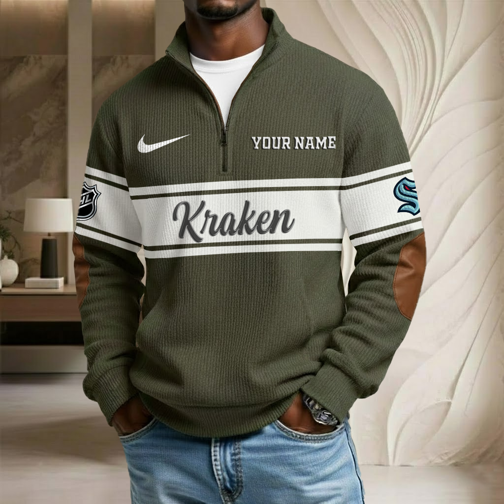 NHL x SEA Custom Name Stand Collar Half-zip Sweatshirt HLP HLPHUONG