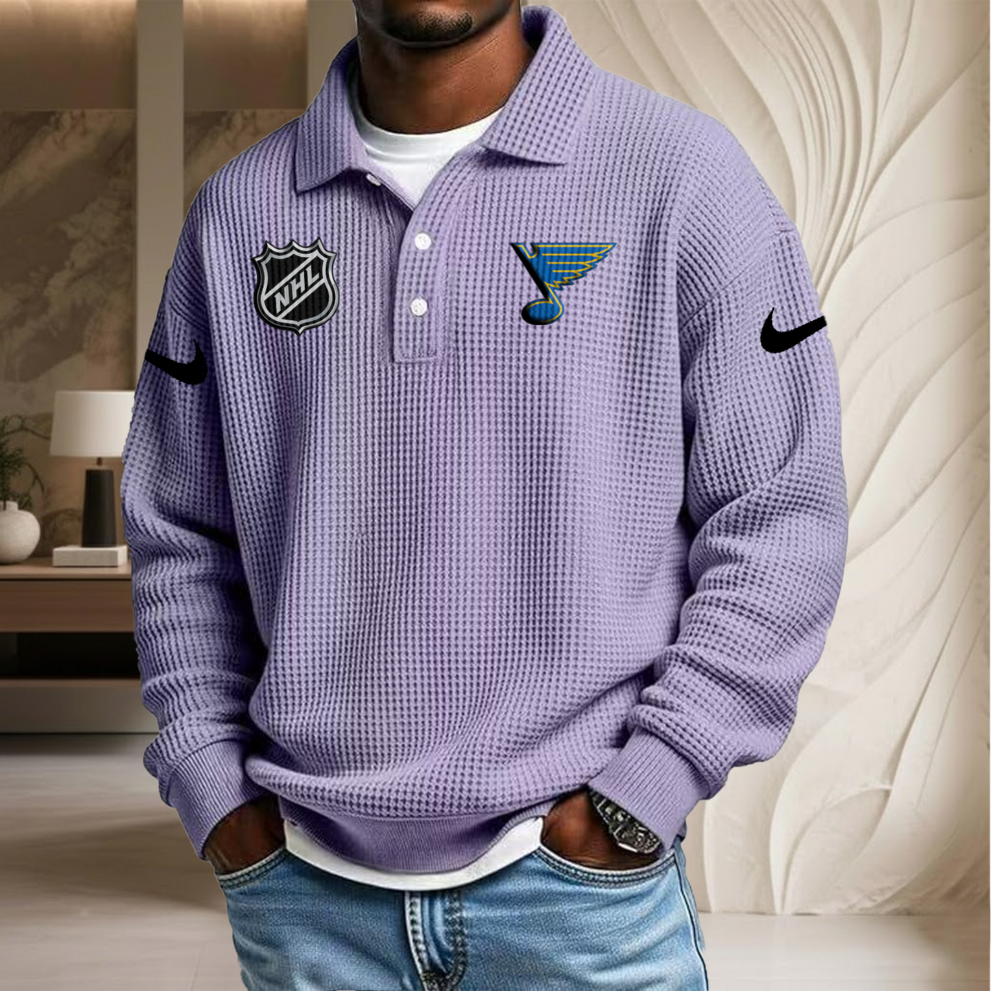 NHL x SL Waffle Three Button Lapel Polo HLP HLPHUONG