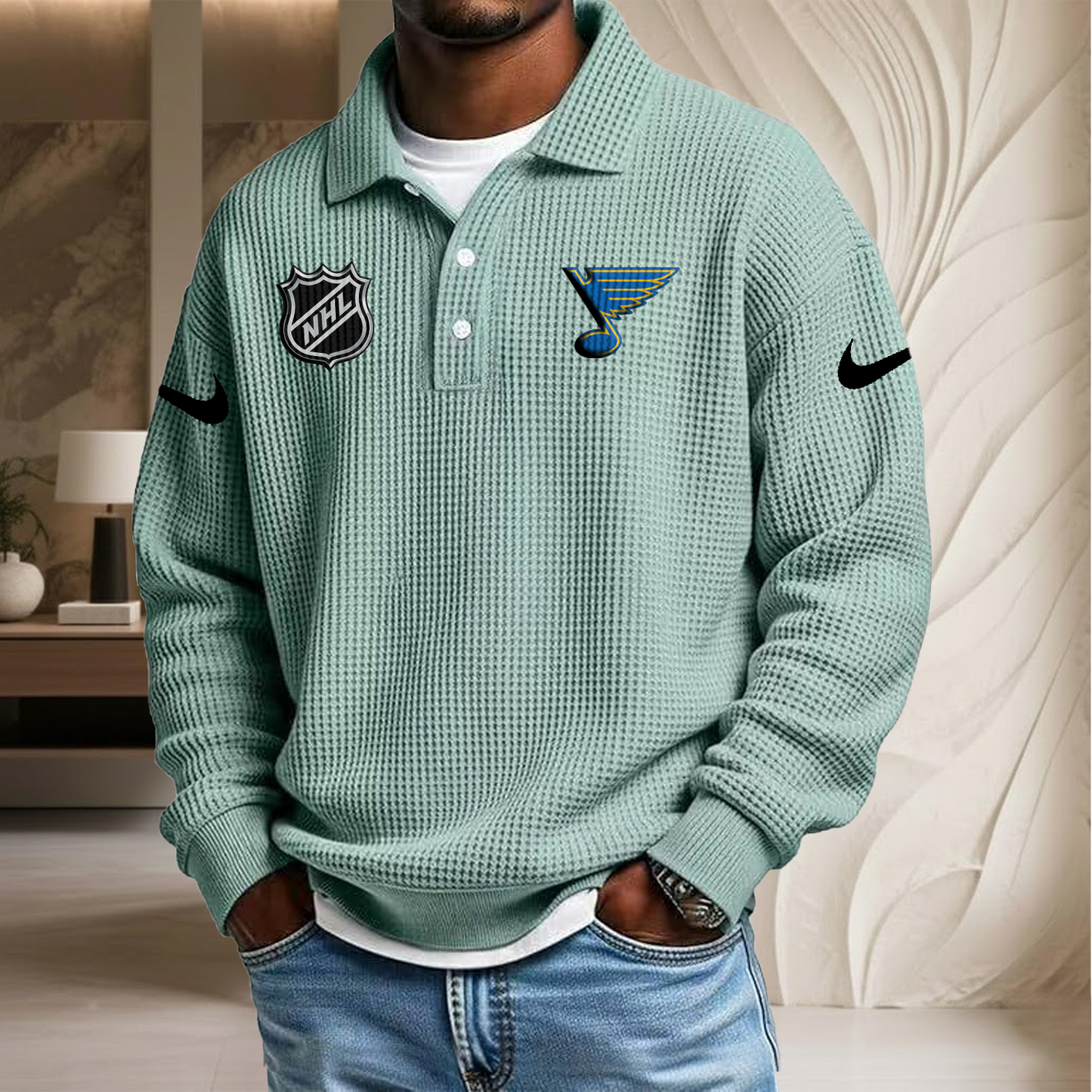 NHL x SL Waffle Three Button Lapel Polo HLP HLPHUONG