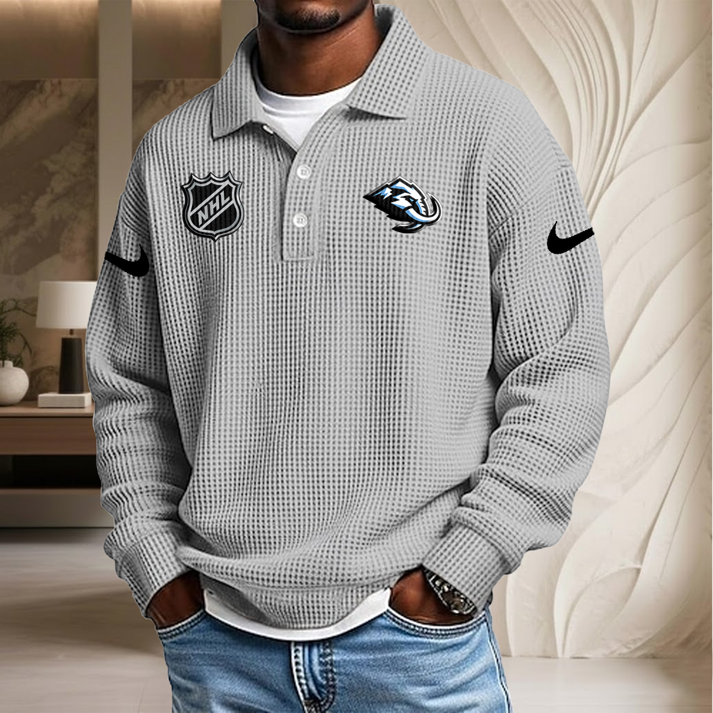 NHL x UTA Waffle Three Button Lapel Polo HLP HLPHUONG