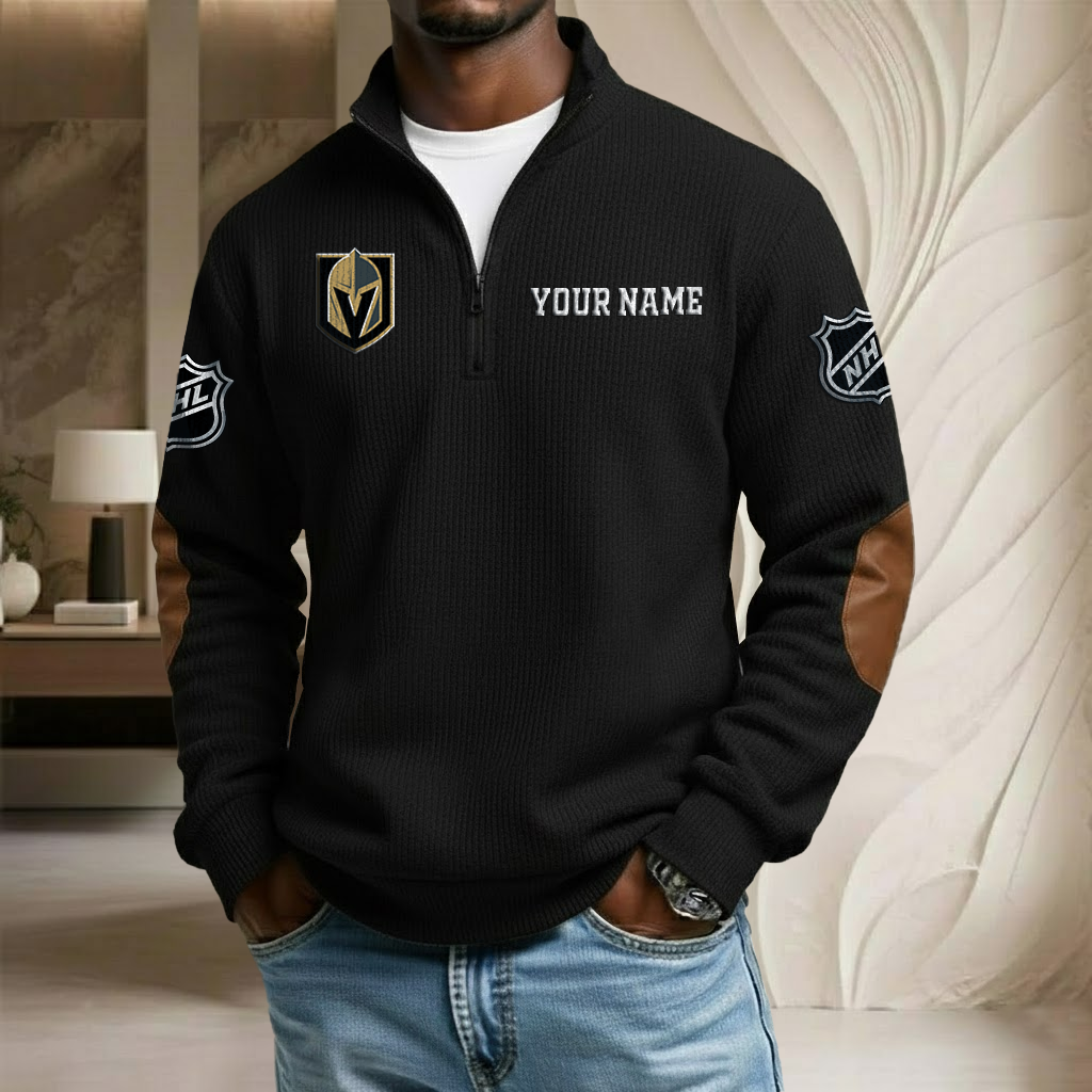 NHL x VGK Custom Name Stand Collar Half-zip Sweatshirt HLP HLPHUONG