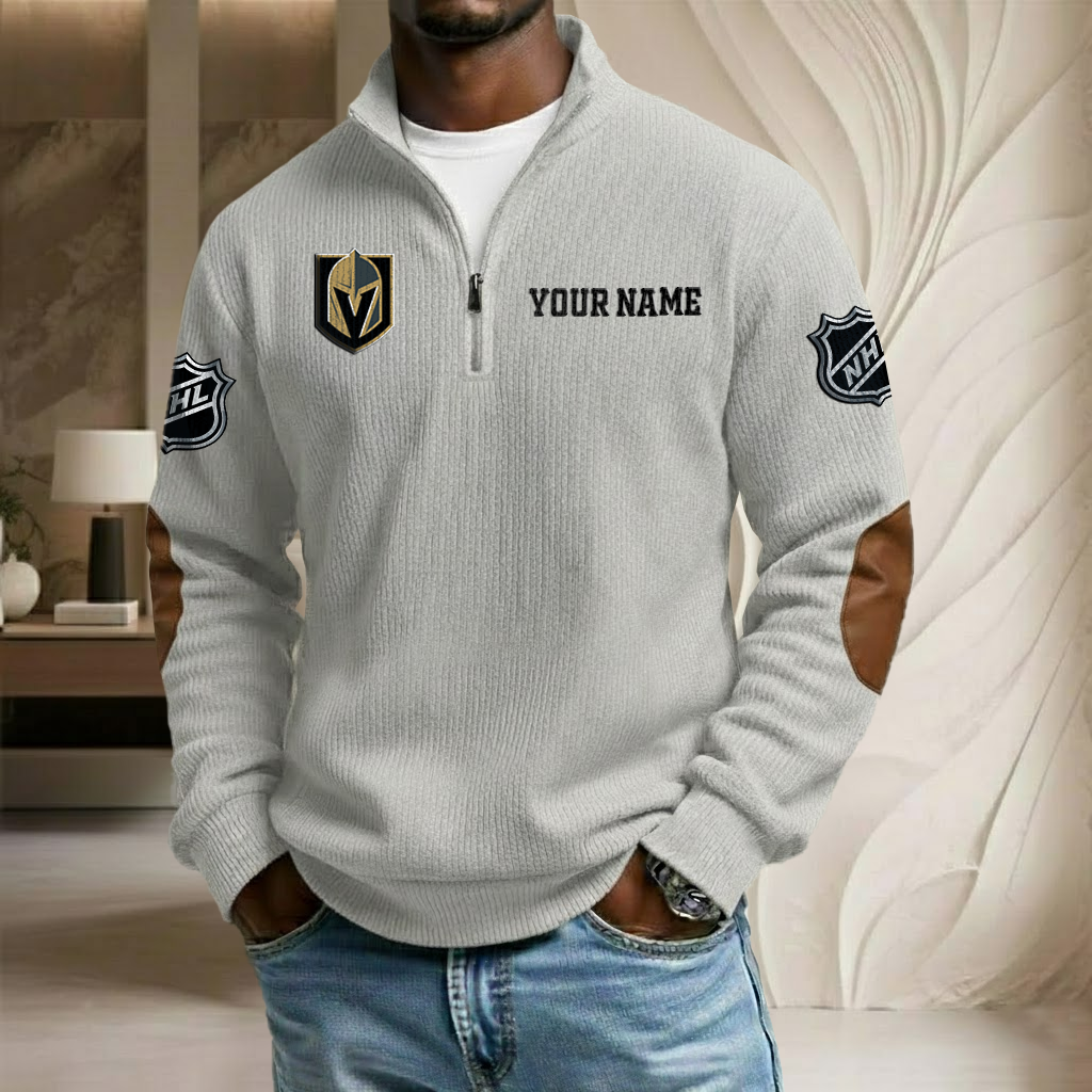 NHL x VGK Custom Name Stand Collar Half-zip Sweatshirt HLP HLPHUONG