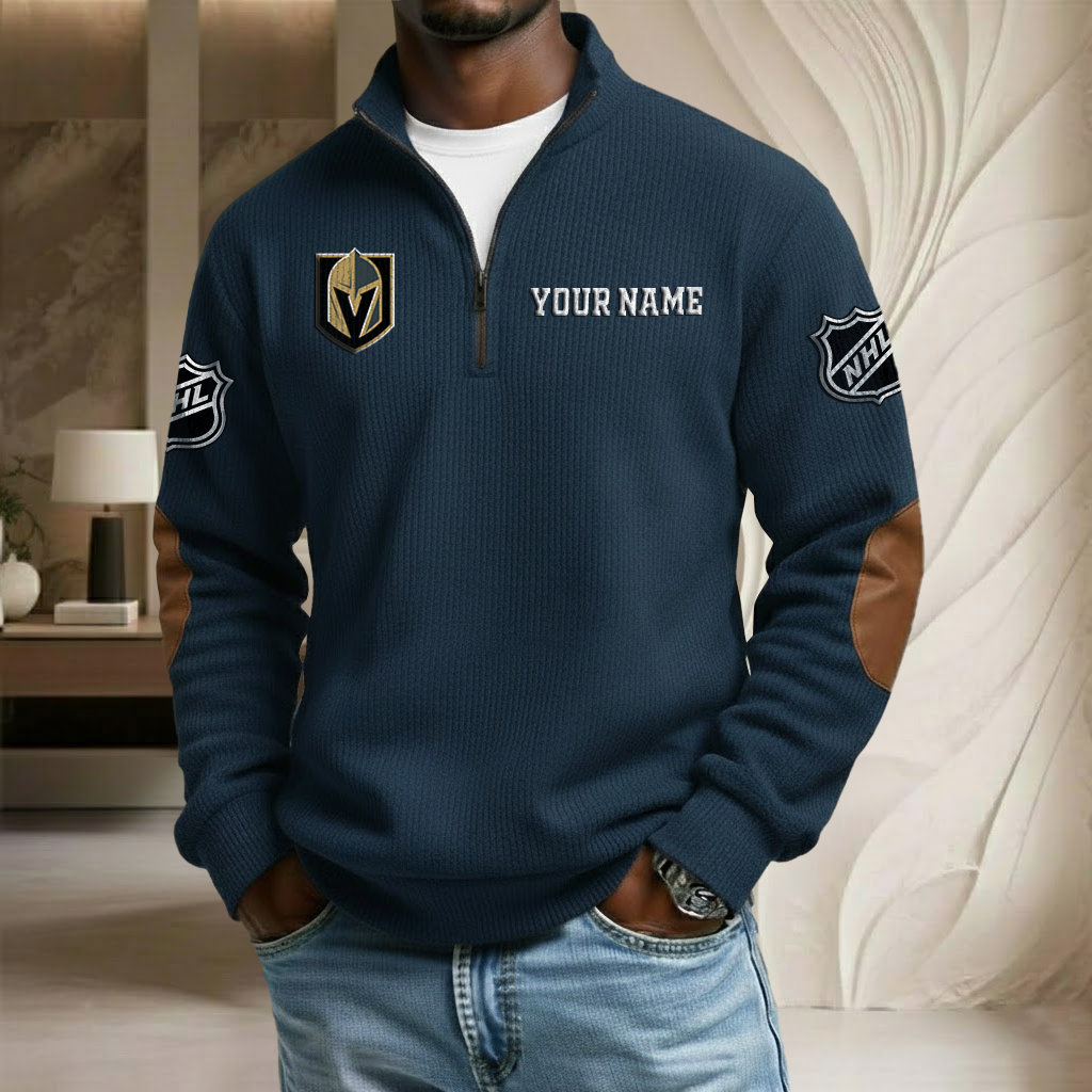 NHL x VGK Custom Name Stand Collar Half-zip Sweatshirt HLP HLPHUONG