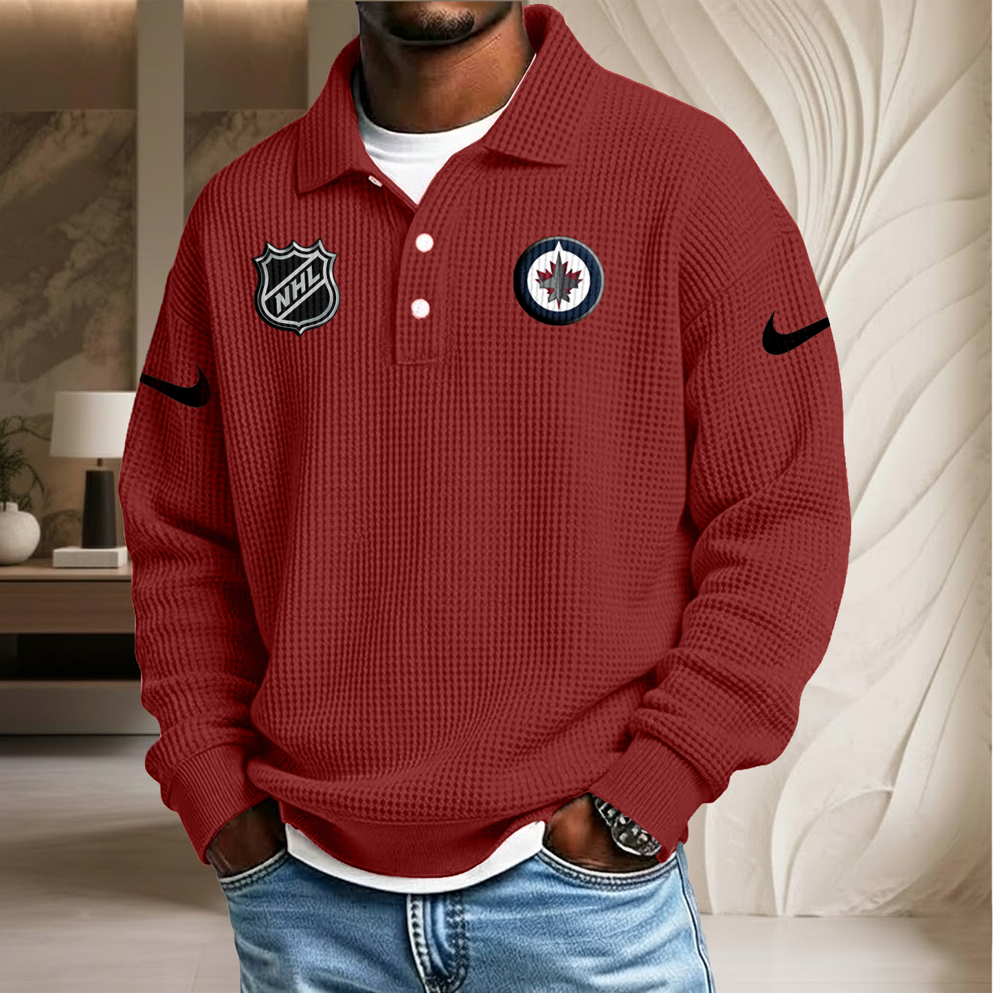NHL x WIN Waffle Three Button Lapel Polo HLP HLPHUONG
