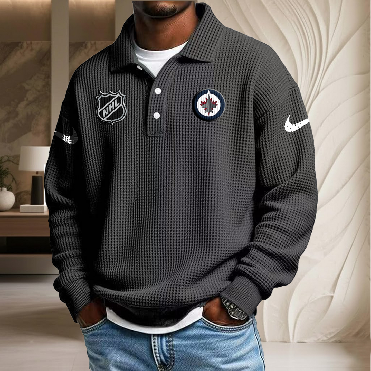 NHL x WIN Waffle Three Button Lapel Polo HLP HLPHUONG