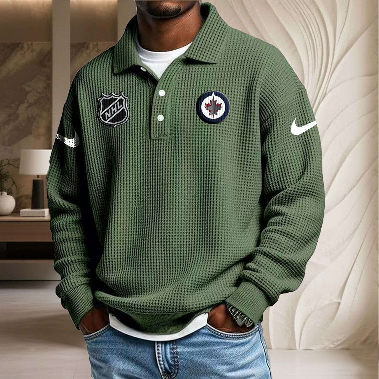 NHL x WIN Waffle Three Button Lapel Polo HLP HLPHUONG