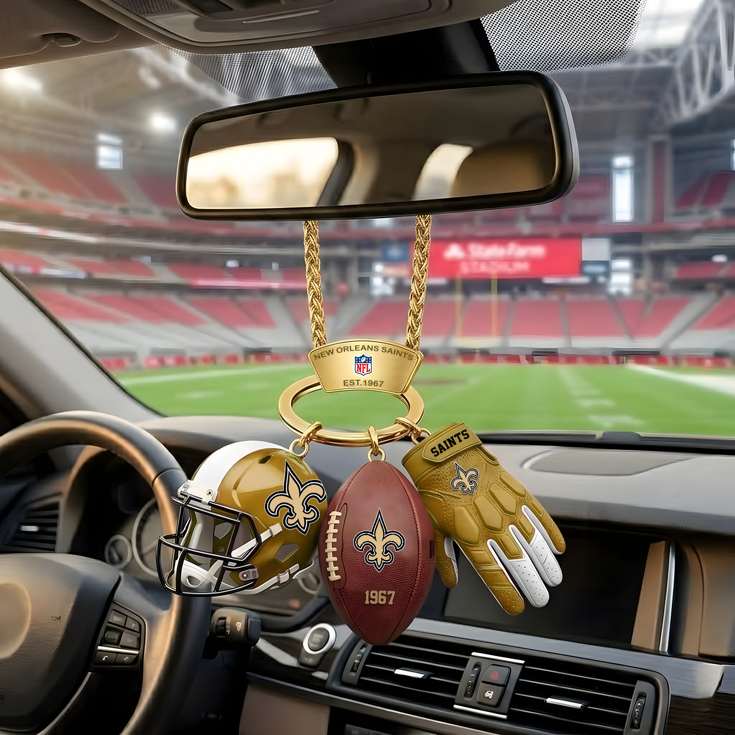 NO X NFL Helmet and Football Car Ornament NAK NHT