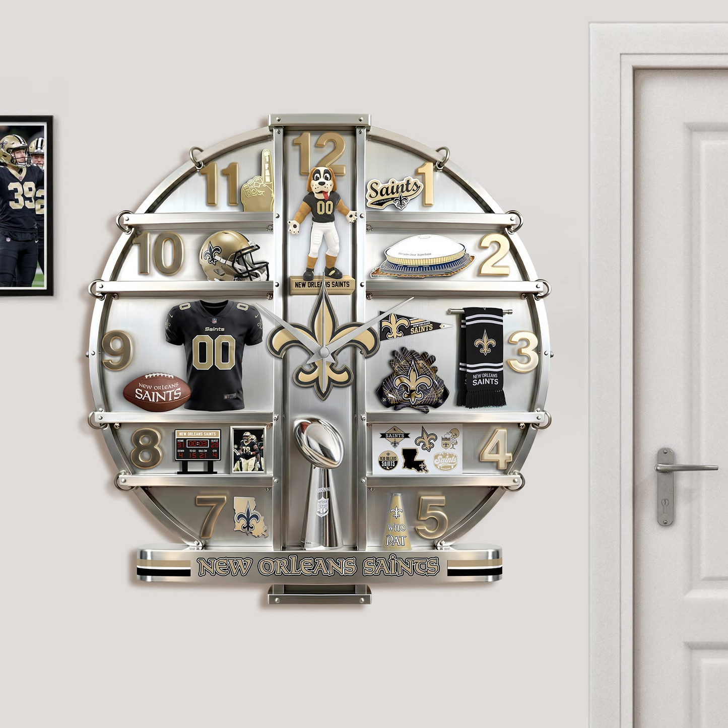 NOS x NFL Home Decorative 3D Visual Effect Acrylic Wall Clock NAK CTKT