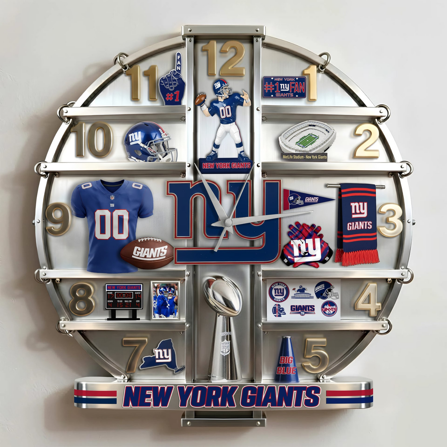 NYG x NFL Home Decorative 3D Visual Effect Acrylic Wall Clock NAK CTKT