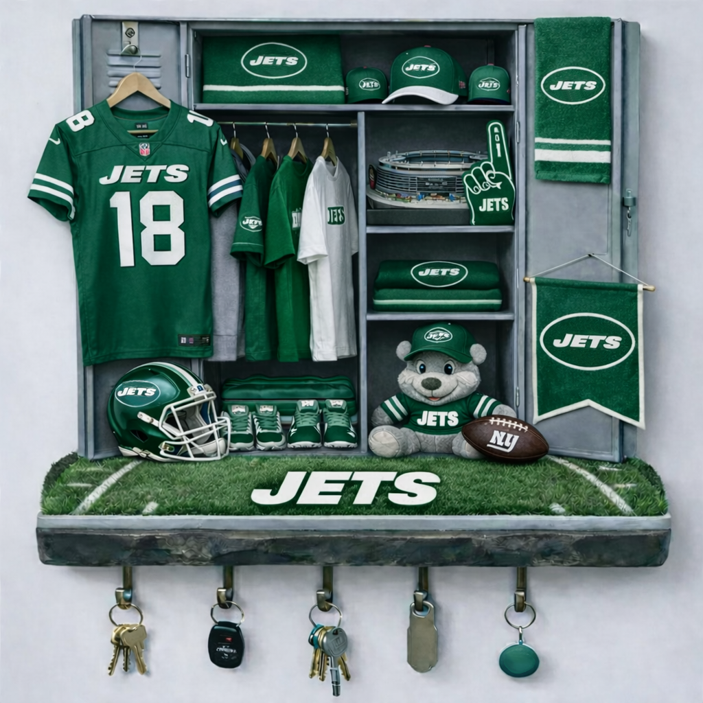 NYJ x NFL Changing Room Personalized 3D Visual Effect Acrylic Key Holder DDT NTL