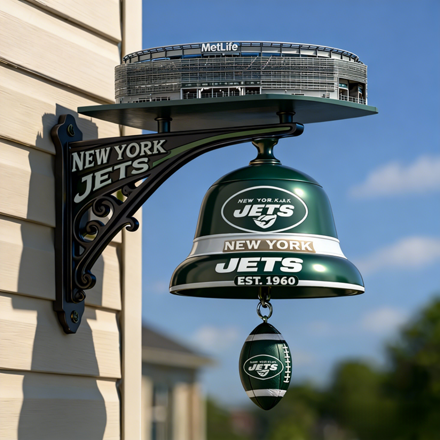 NYJ X NFL Football Team Home Stadium-Themed Vintage Wall-Mounted Doorbell NAK NHT