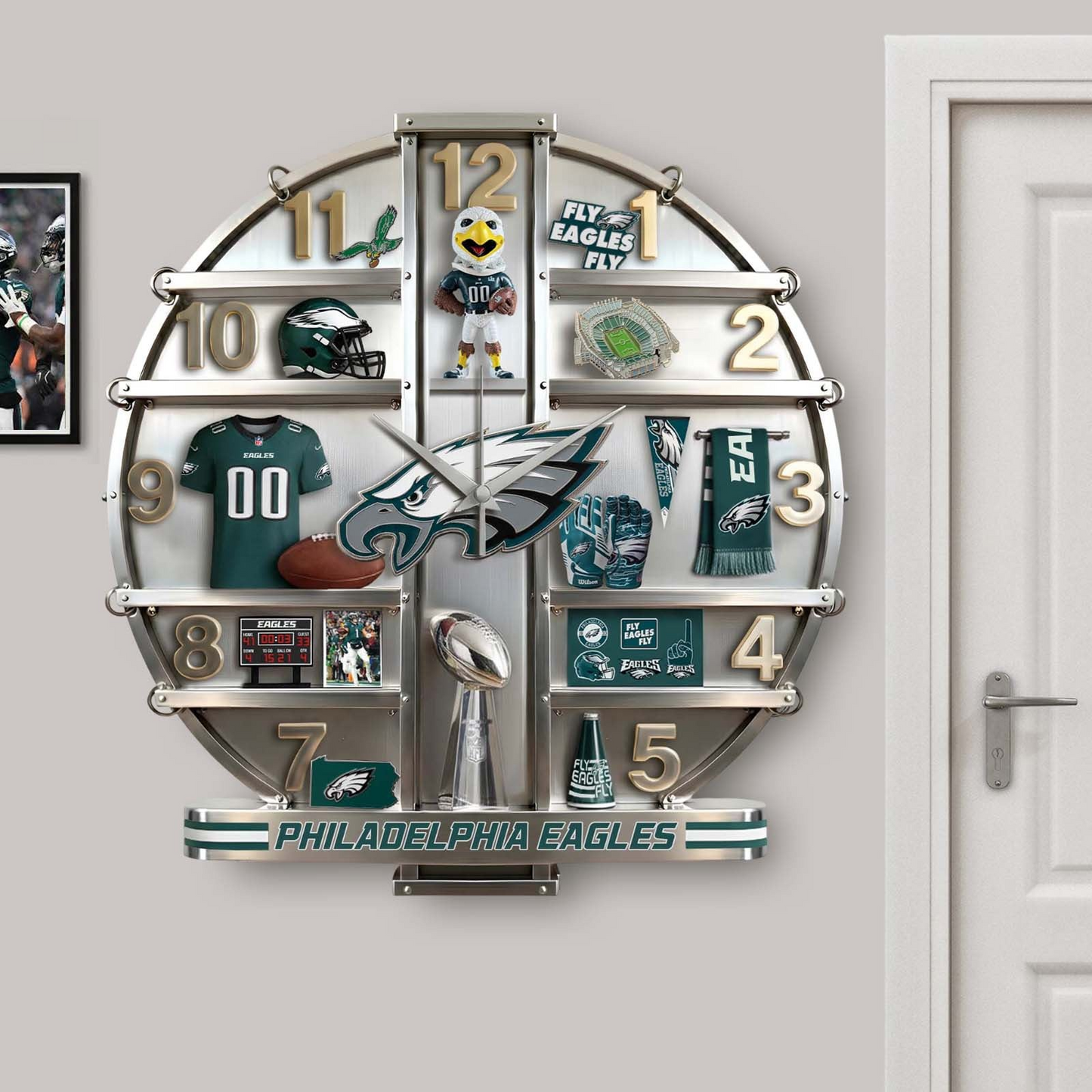 PE x NFL Home Decorative 3D Visual Effect Acrylic Wall Clock NAK CTKT