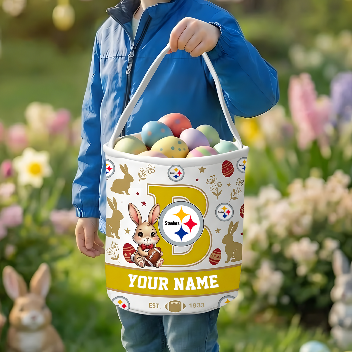PIT x Personalized Easter Bunny Egg Hunt Basket NAK NHT