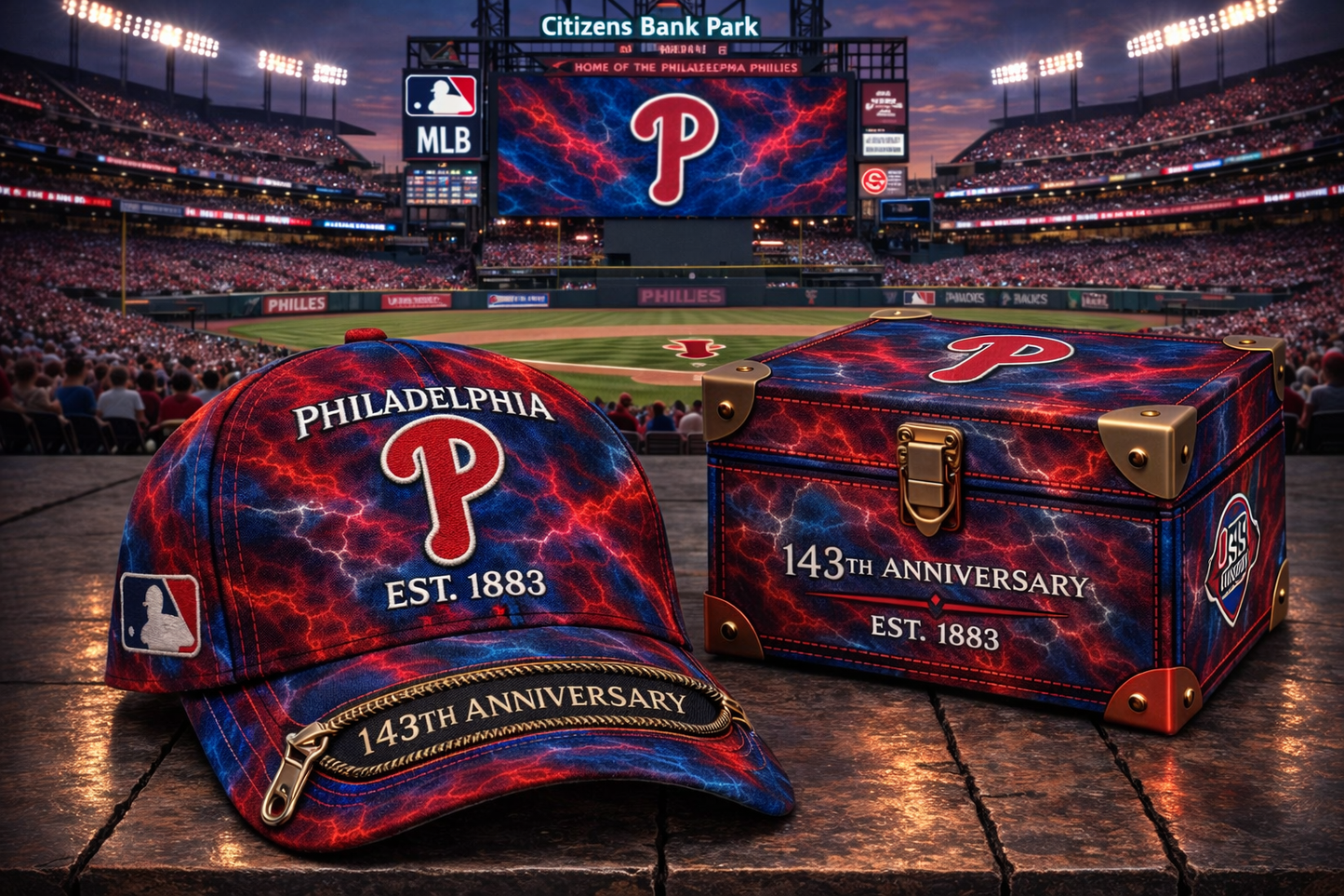 Premium MLB PHI Anniversary Tie-Dye Heritage Zipper Cap V9 NMD CTKT