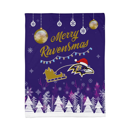 Premium NFL BAL Christmas Fleece Blanket & Throw Pillow Combo V1 NMD NHM