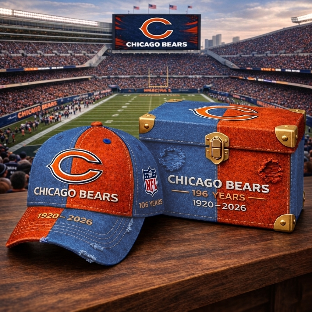 Premium NFL CHI Anniversary Vintage Two Tone Distressed Cap V11 NMD CTKT