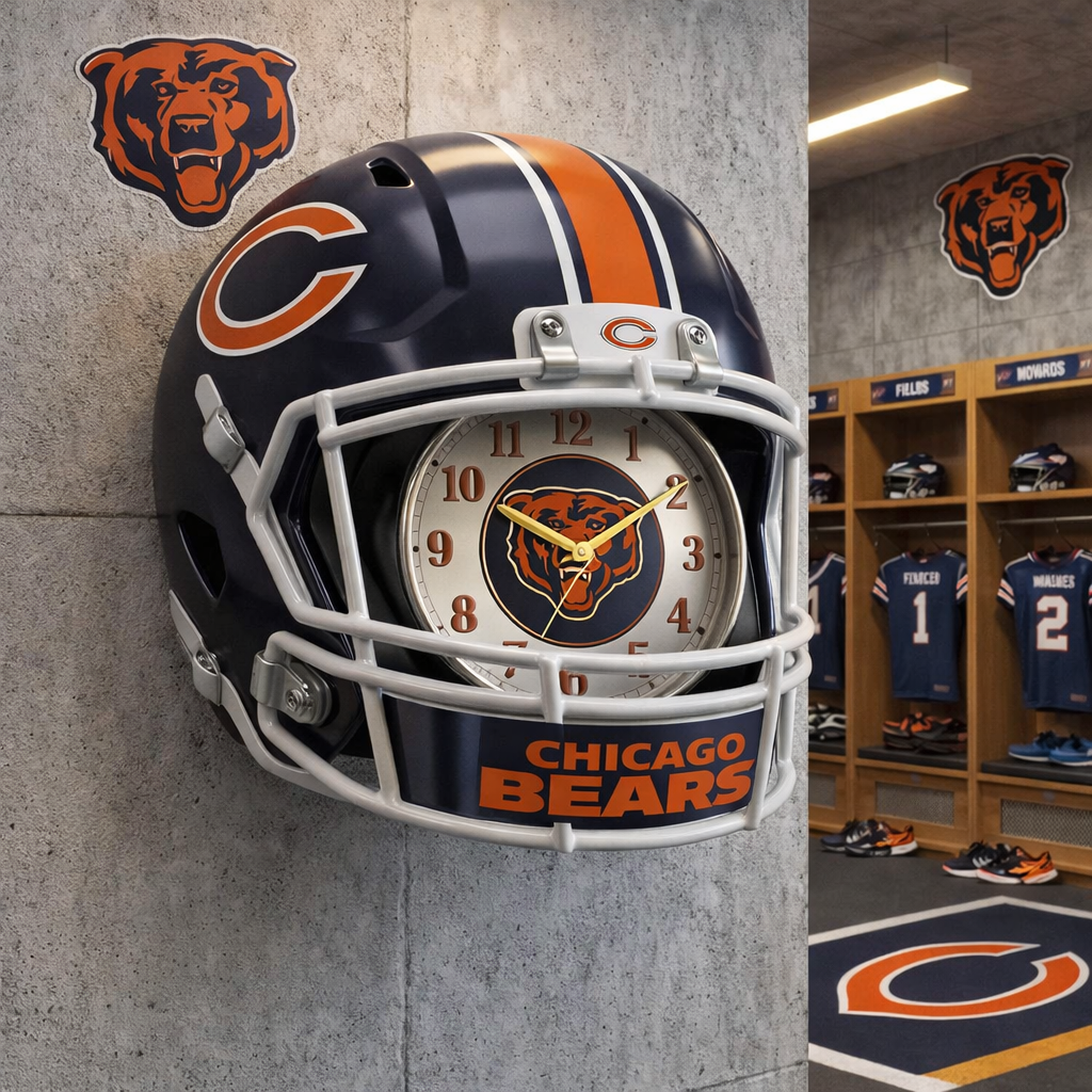 Premium NFL CHI Helmet Wall Clock V2 NMD TTV