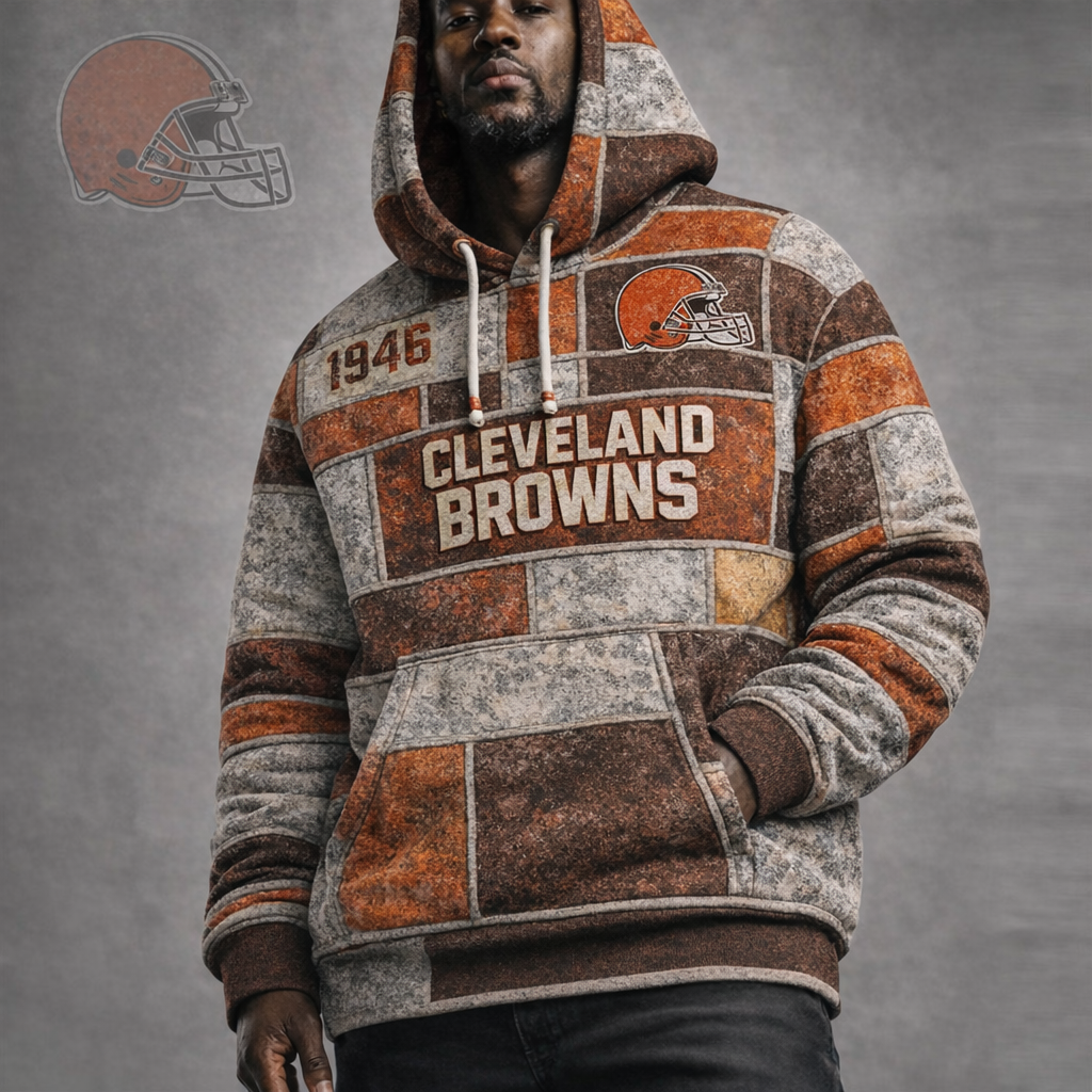 Premium NFL CLE Vintage Patchwork Hoodie V2 NMD CTKT